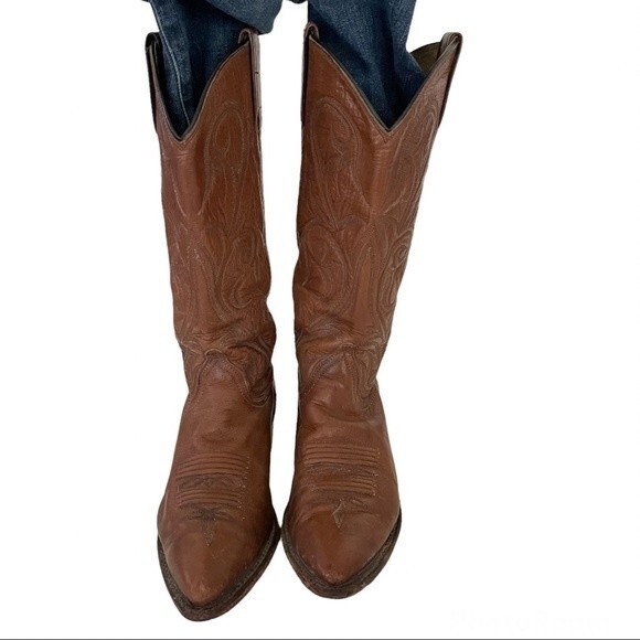 DAN POST Womens Cowboy Boots Tobacco Brown Pointed Toe Size 7.5 M - Picture 6 of 11